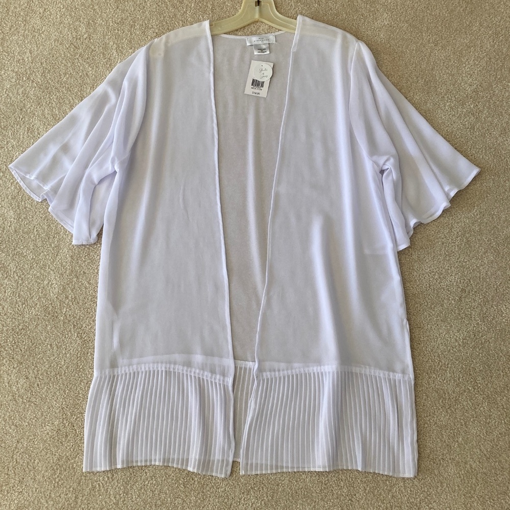 NWT Open Front White Sheer Beach Swim Cover Up